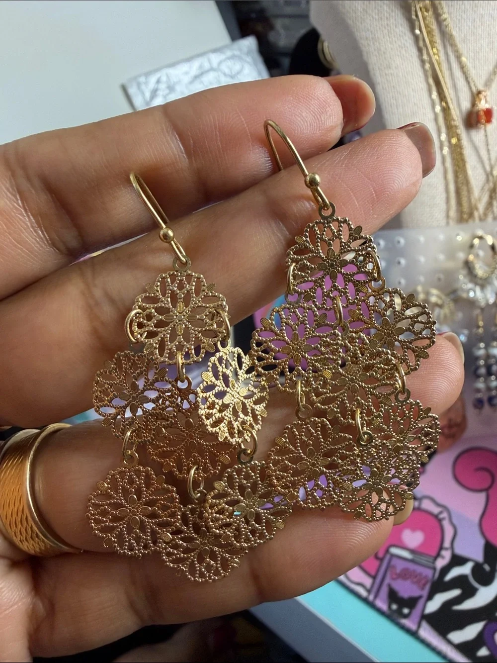 Gold Filigree Drop Earrings - Elegant Women’s Jewelry